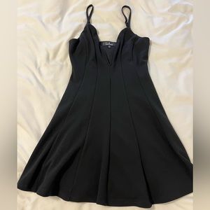 Black skater plunge neck dress